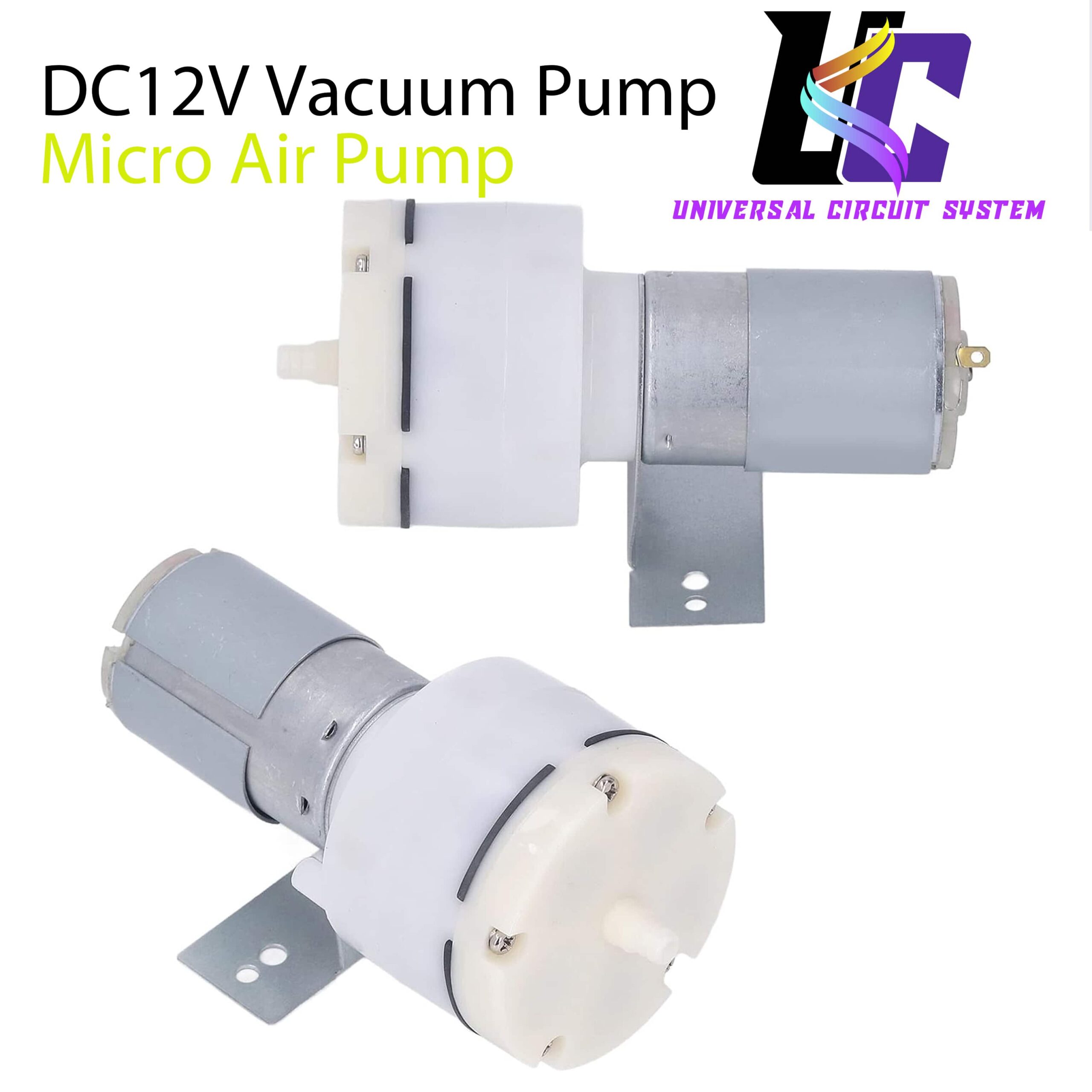 DC 12V Micro Vacuum Pump High Pressure Mini Air Pump with Metal Mounting Bracket for DIY Aquarium and Medical Devices