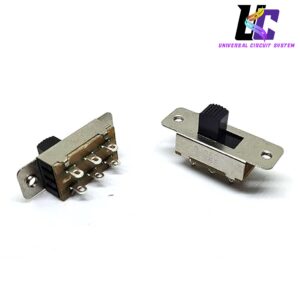 3-Position 8-Pin Metal Body Panel Mount Slide Switch (2P3T)