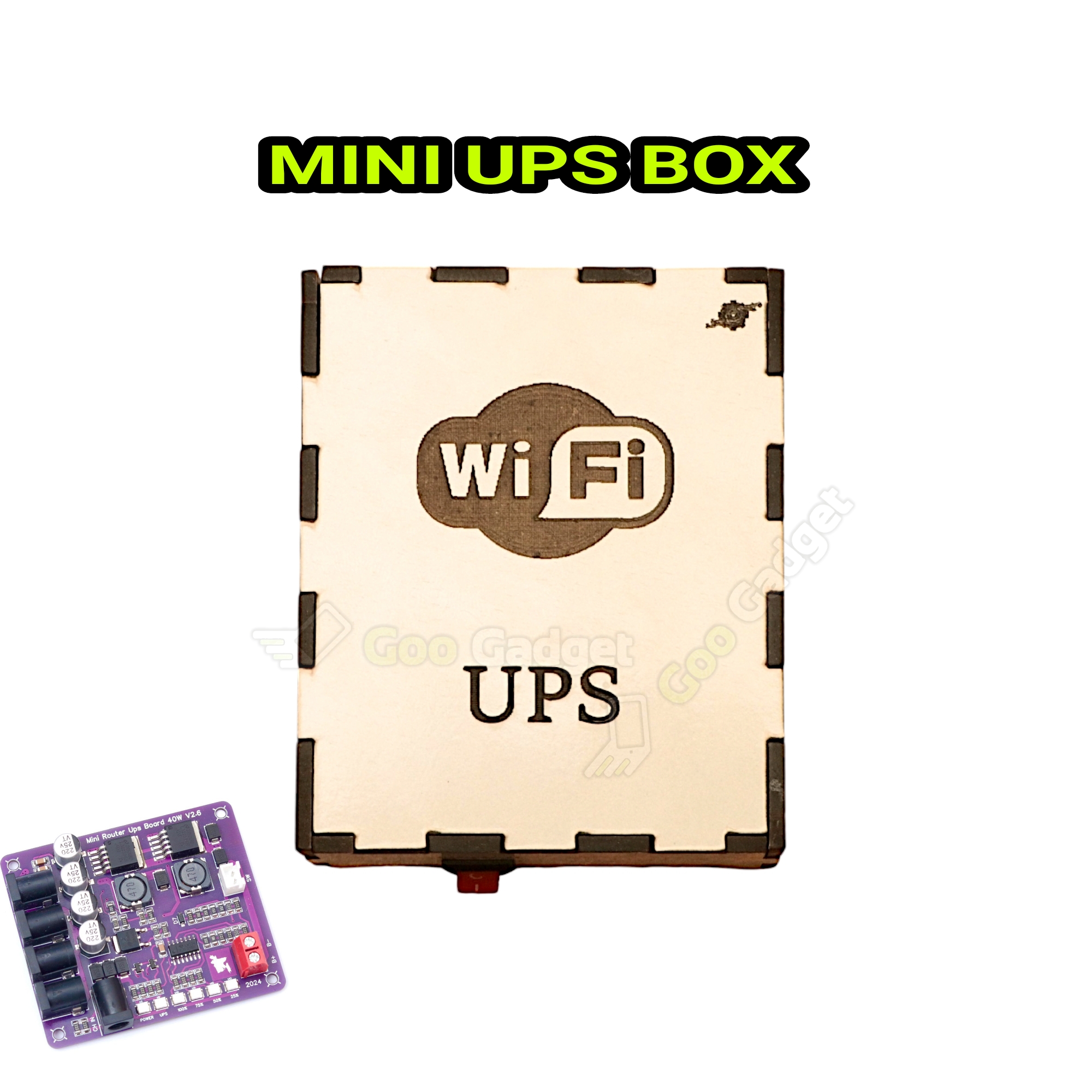 DIY Mini Router UPS Wooden Casing Box Shell for Multi-Voltage 5V 9V 12V Backup Board