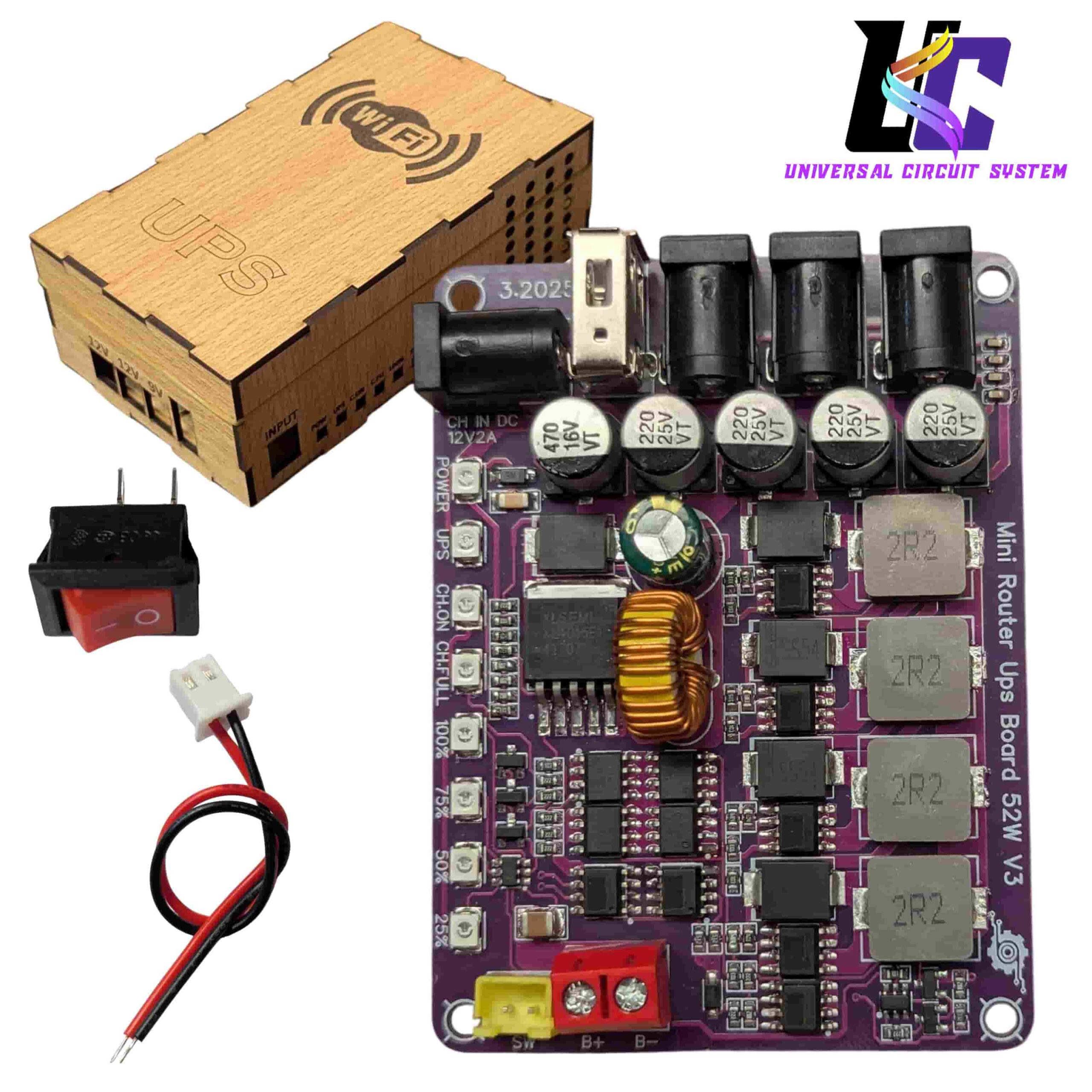 Mini Router Ups Board 52W V3 DIY Kit with Wooden Case