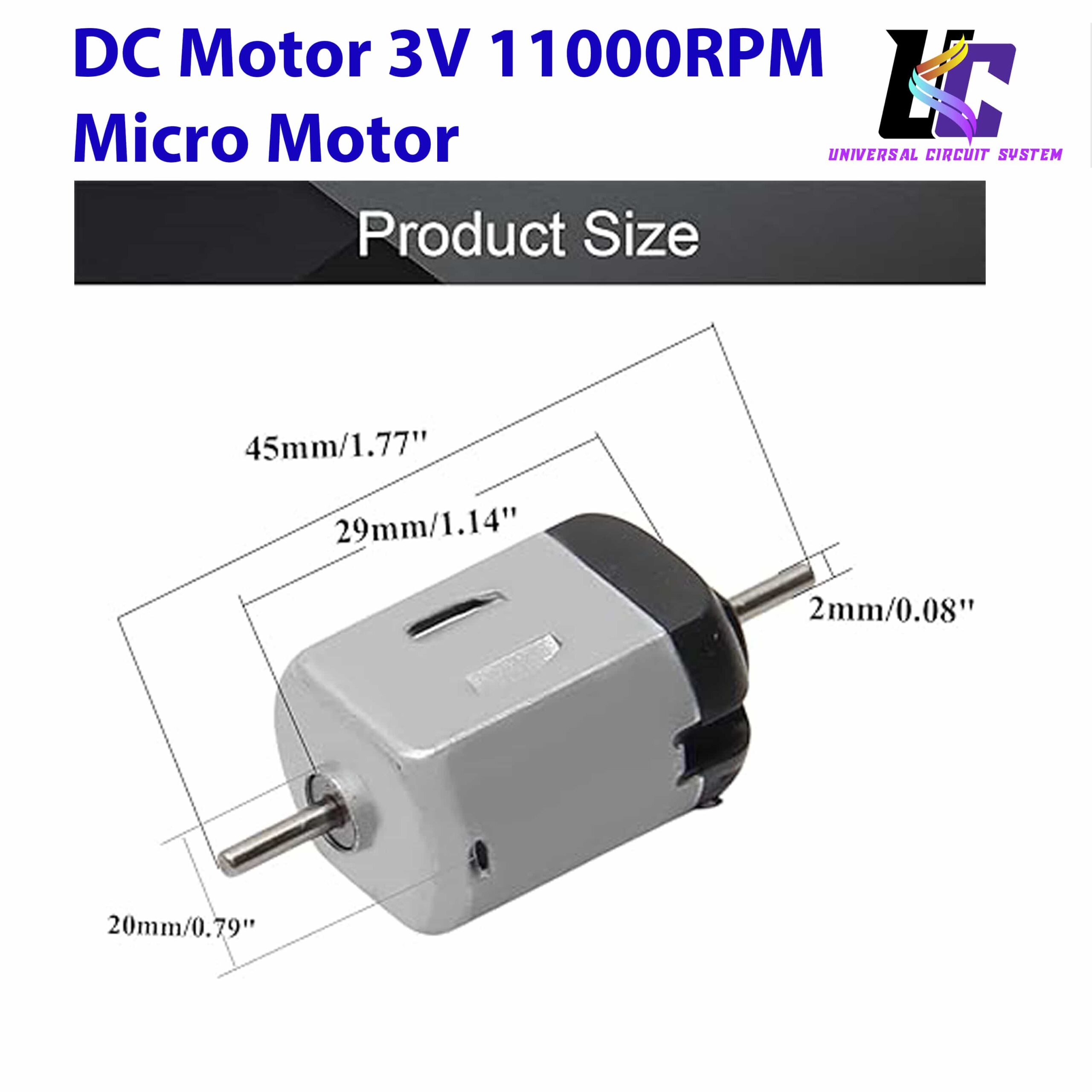 DC Motor 3V 11000RPM Micro Motor Mini Electric Dual Shaft Hobby Motor