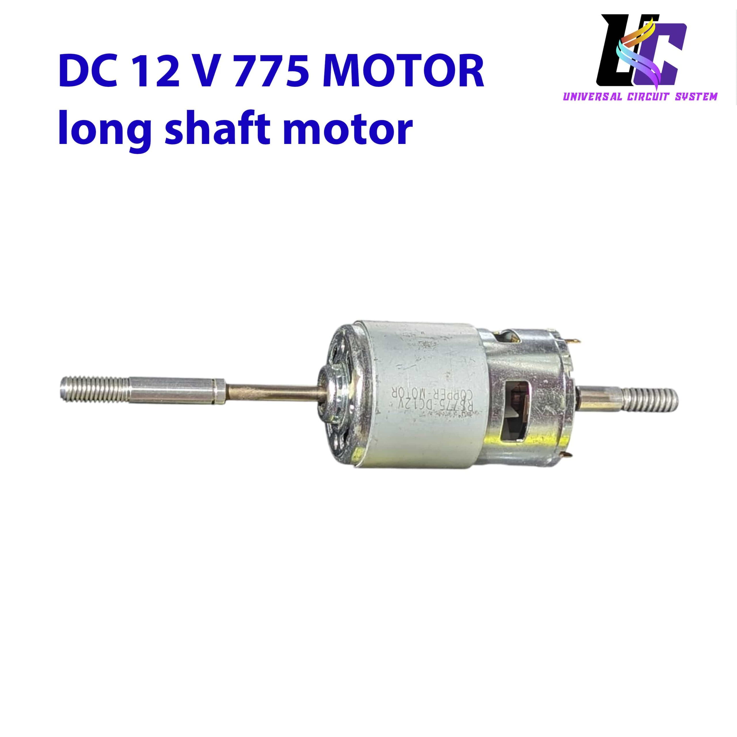 775 DC Motor 12V High Speed Long Shaft Threaded Dual Output Ball Bearing Motor