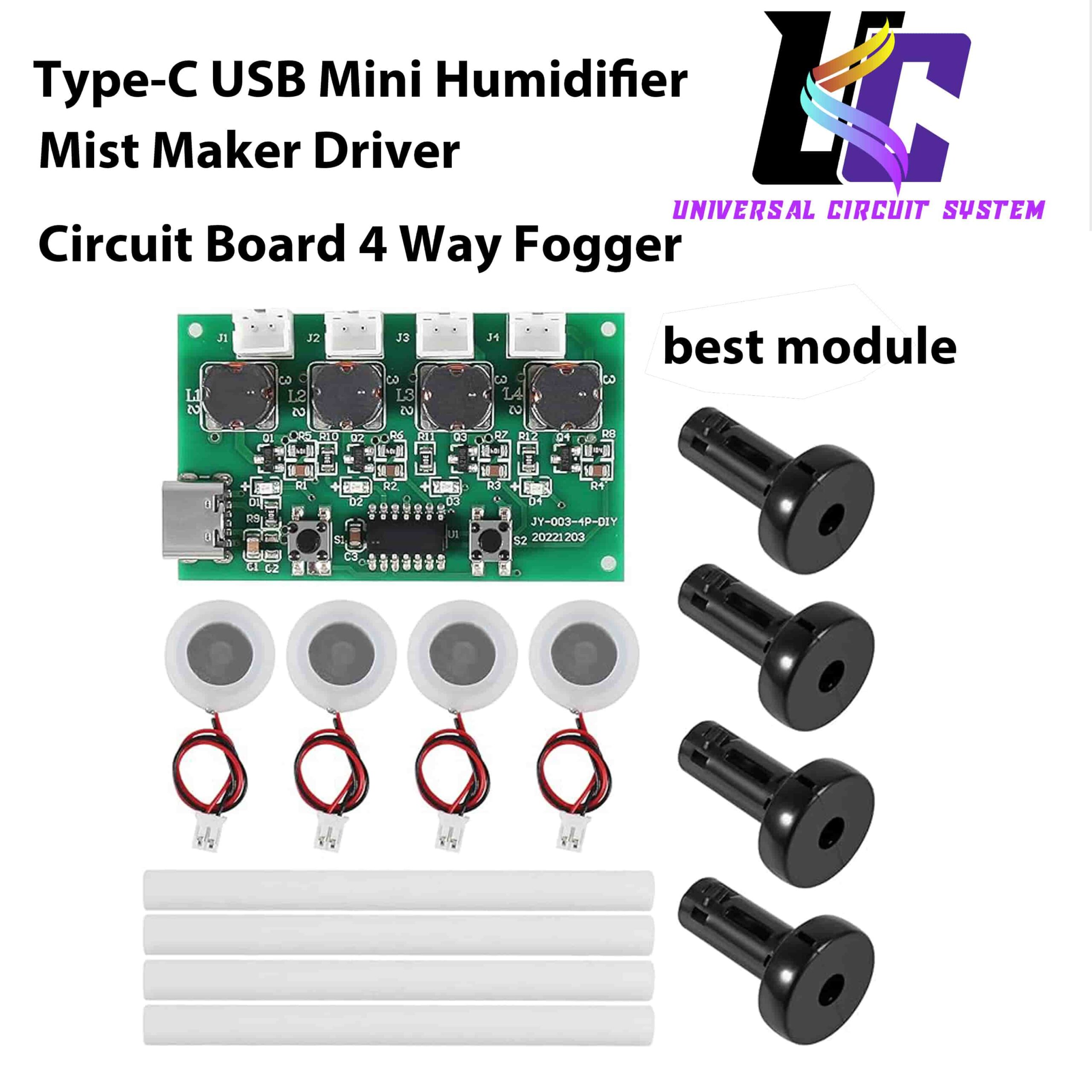 Type-C USB Mini Humidifier Mist Maker Driver Circuit Board 4 Way Fogger DIY Kit