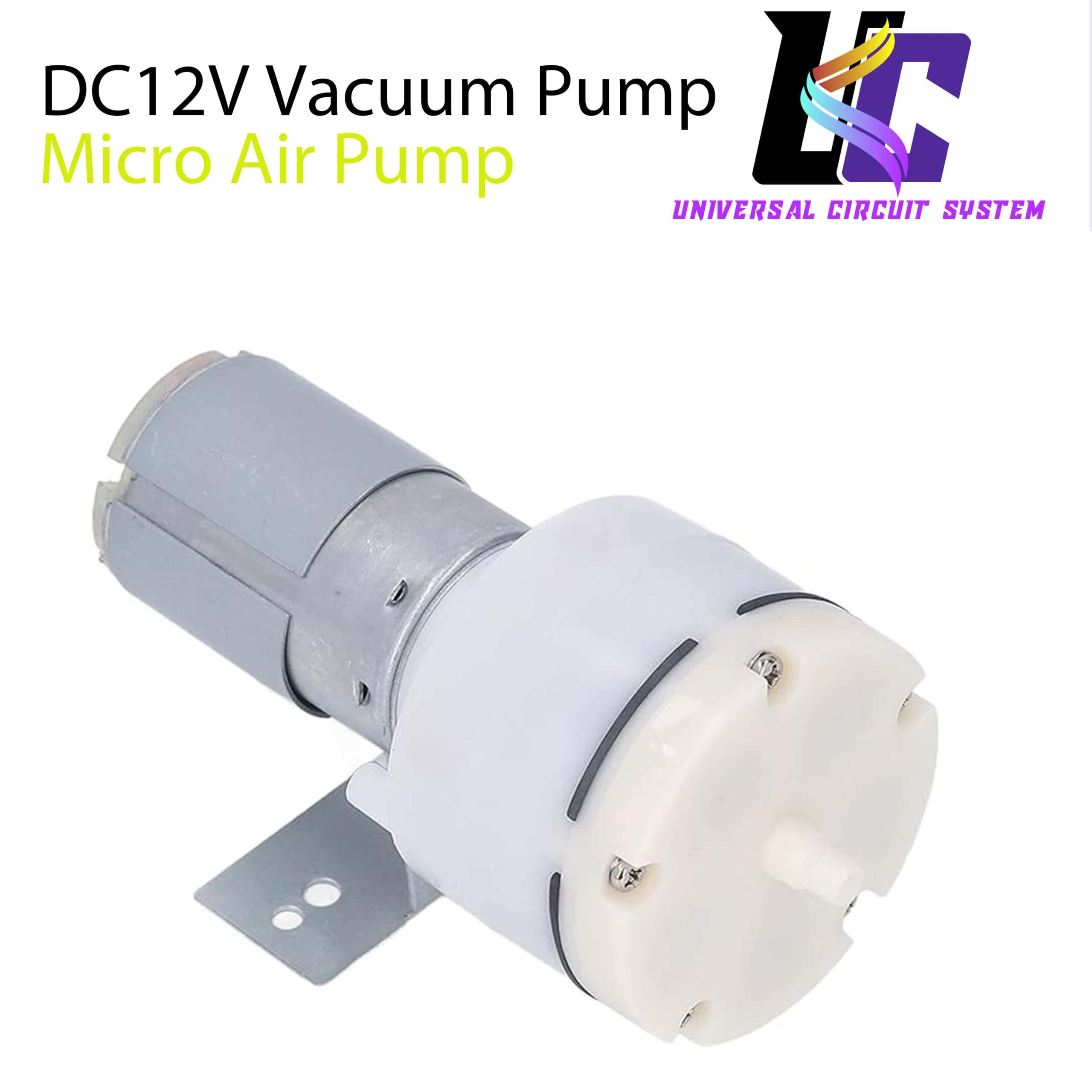 DC 12V Micro Vacuum Pump High Pressure Mini Air Pump with Metal Mounting Bracket for DIY Aquarium and Medical Devices