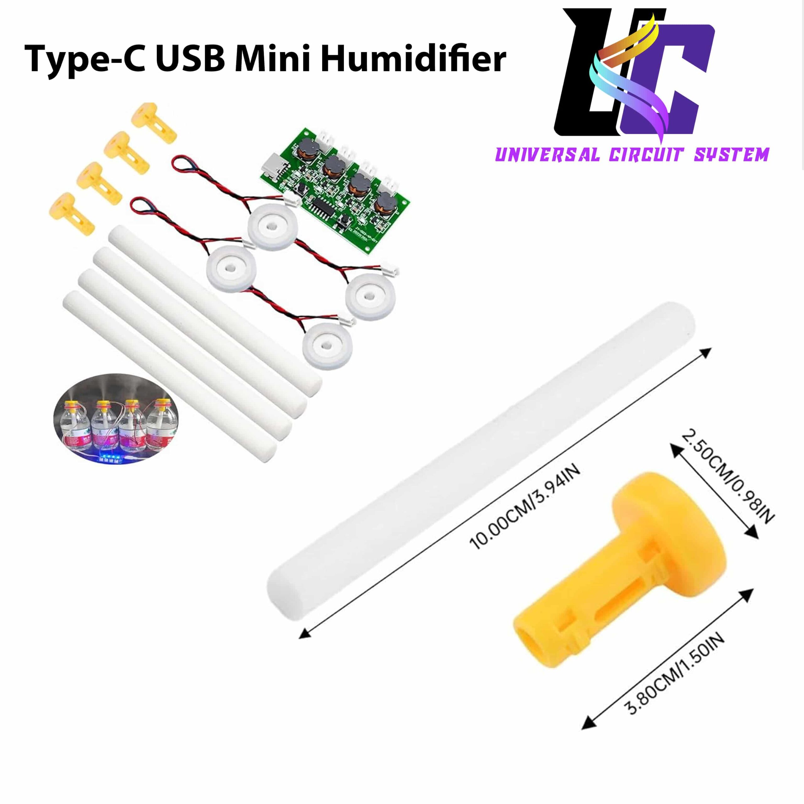 Type-C USB Mini Humidifier Mist Maker Driver Circuit Board 4 Way Fogger DIY Kit