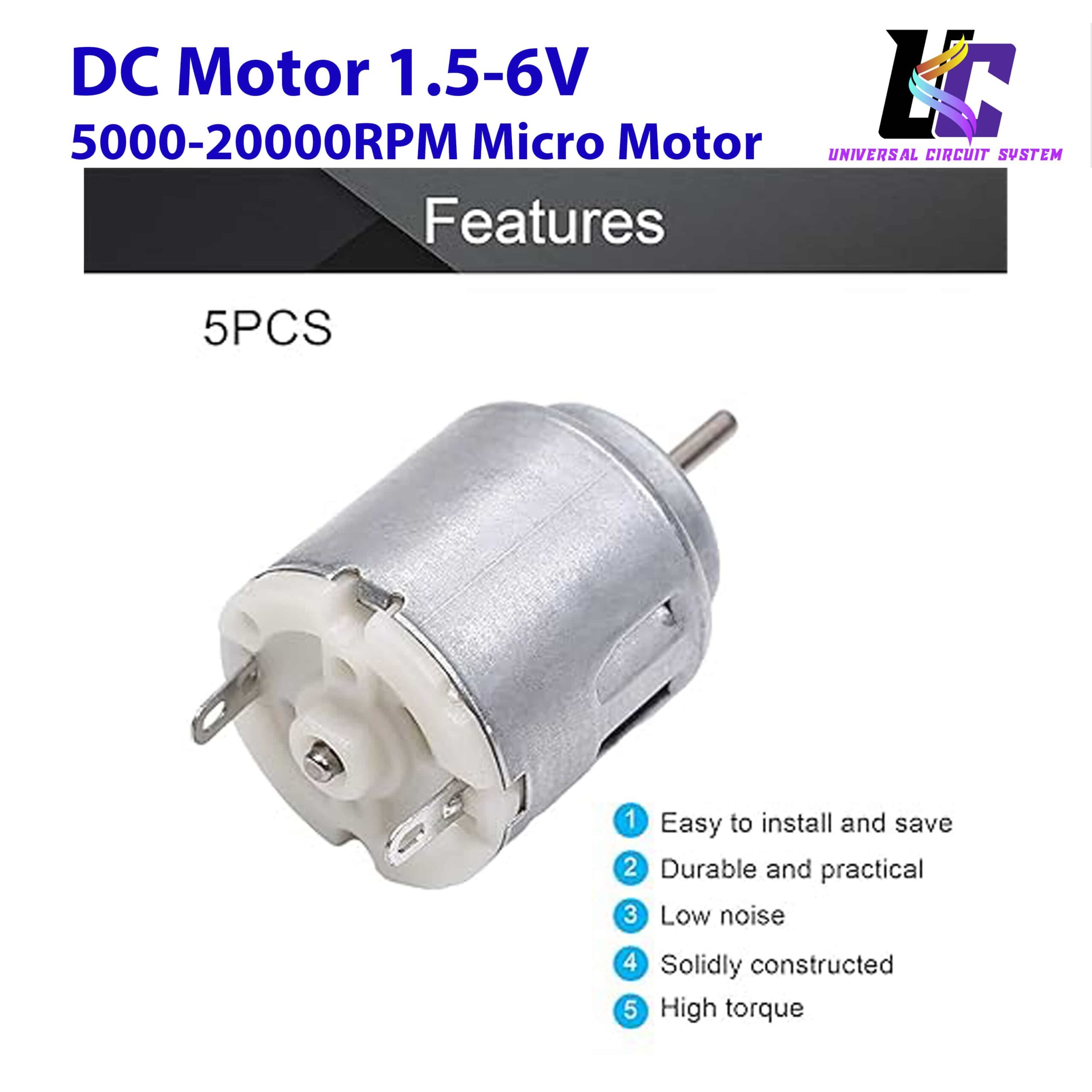 DC Motor 1.5V-6V 5000-20000RPM Micro Mini Electric Motor Round Shaft