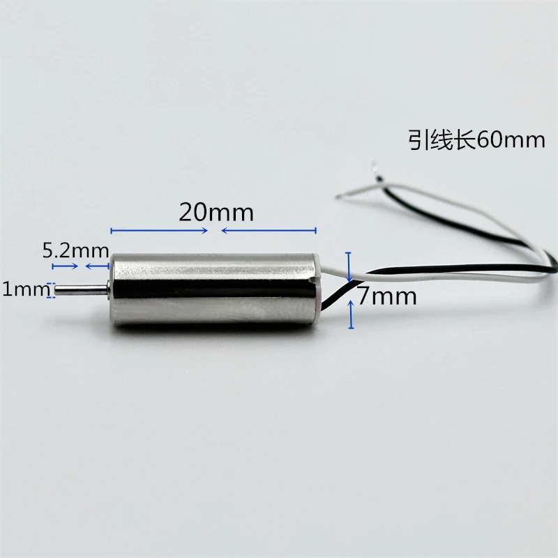 720 Coreless Motor 3.7V 48000RPM High Speed 7x20mm Micro DC Motor with 1mm Shaft