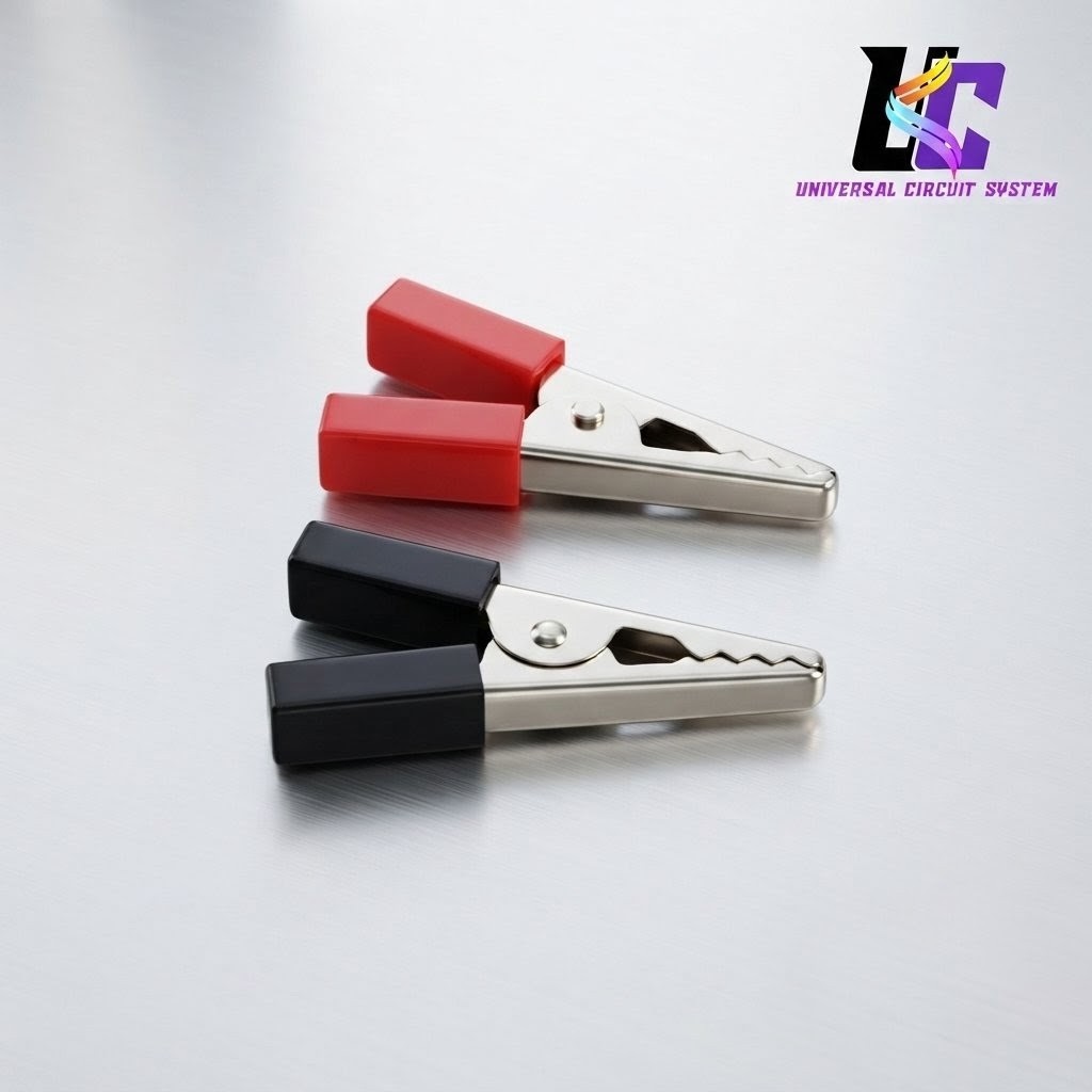 1 Pair Mini Alligator Crocodile Clips (Red & Black)