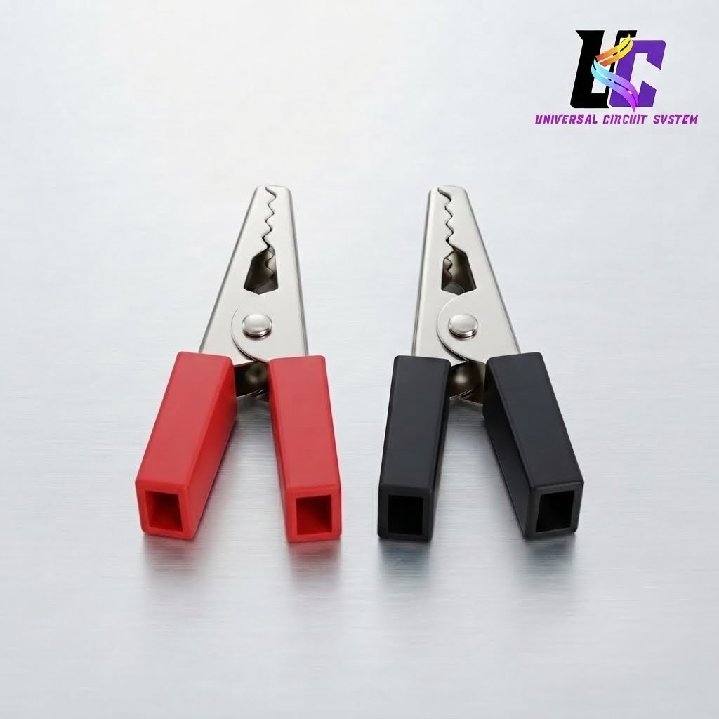1 Pair Mini Alligator Crocodile Clips (Red & Black)
