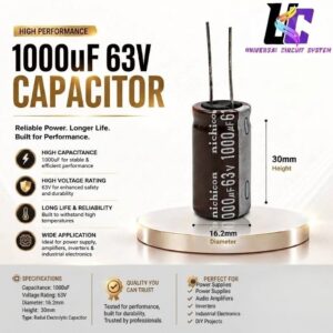 Nichicon 1000µF 63V Radial Aluminum Electrolytic Capacitor