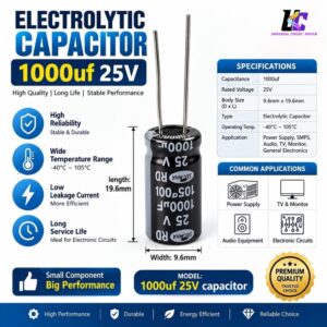 1000uF 25V Electrolytic Capacitor
