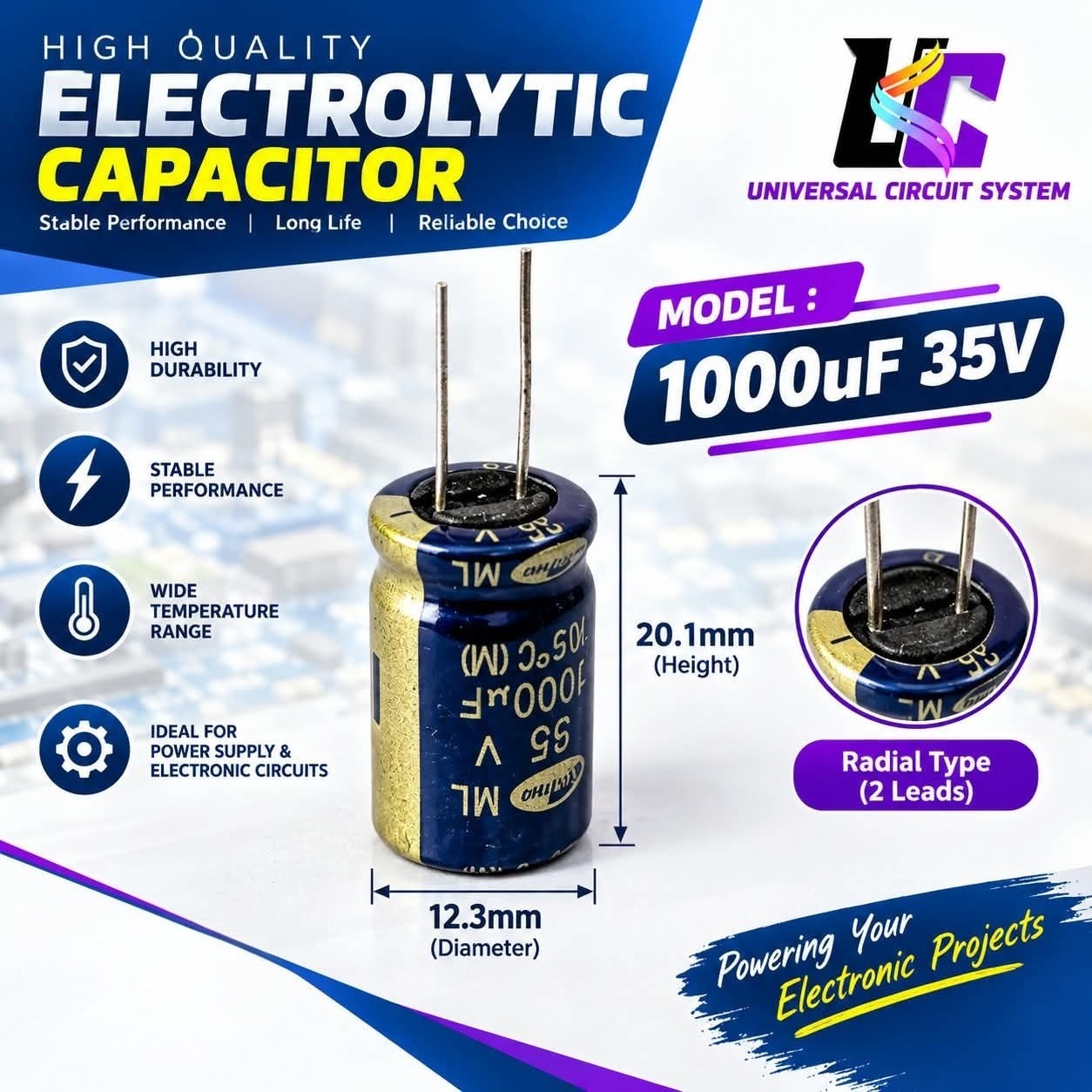 1000µF 35V electrolytic capacitor