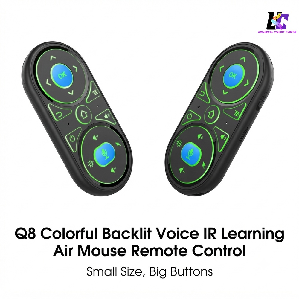 Q8 Colorful Backlit Voice IR Learning Air Mouse Remote Control