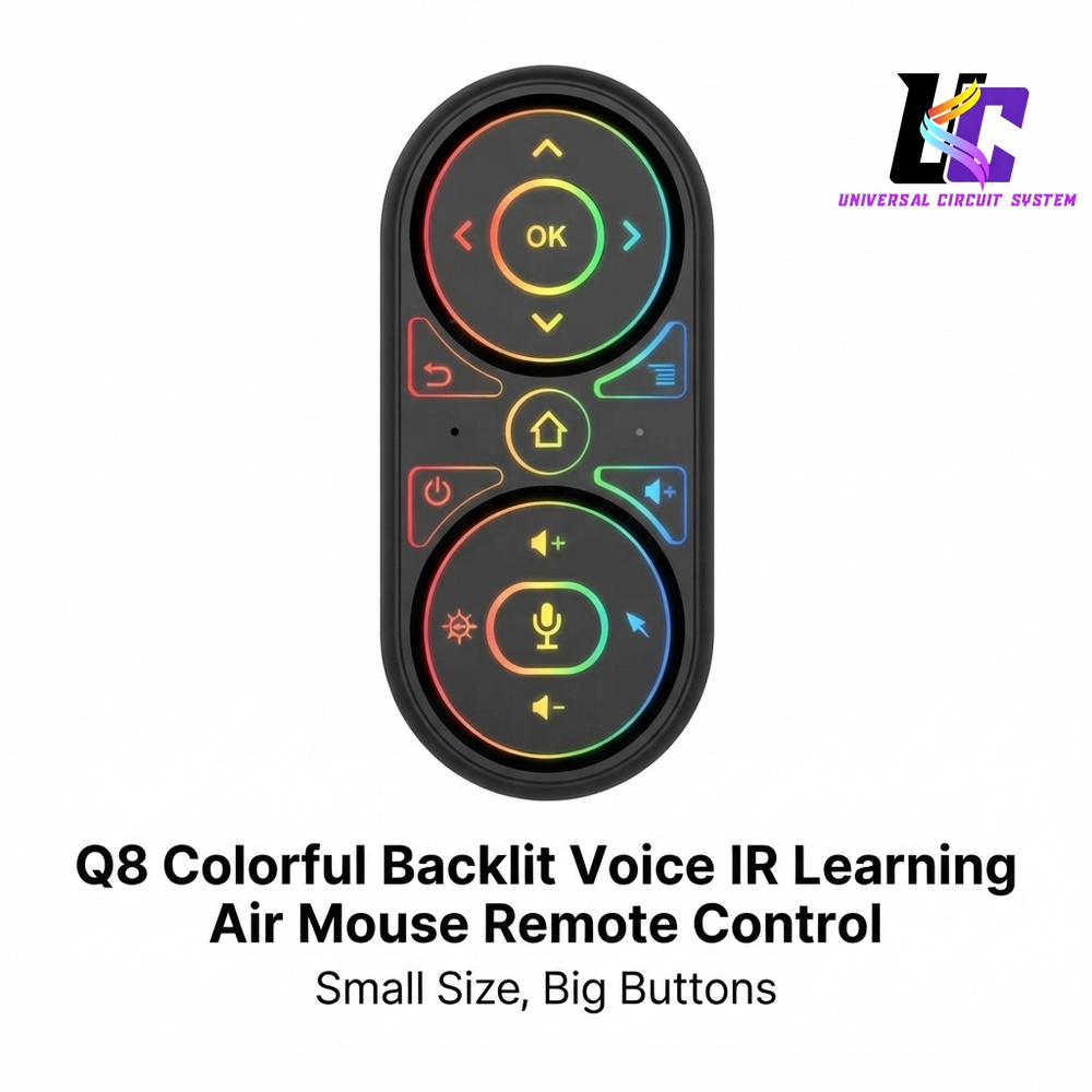 Q8 Colorful Backlit Voice IR Learning Air Mouse Remote Control