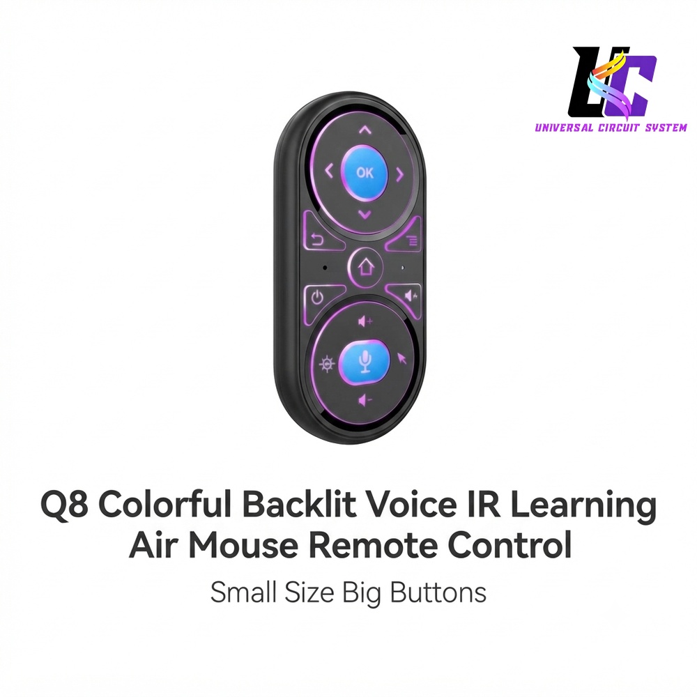 Q8 Colorful Backlit Voice IR Learning Air Mouse Remote Control