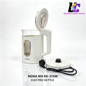 NOHA NH-EK-315W Glass Electric Kettle – White & Rose Gold